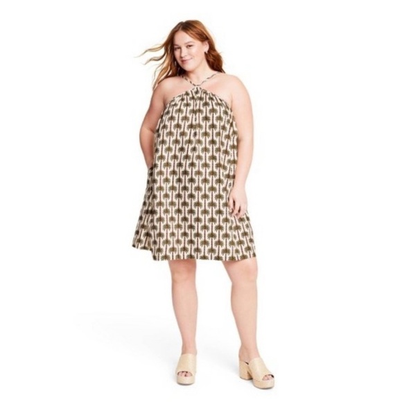 NWT Agua Bendita X Target Palm Print Tree Halter mini dress 2X - Picture 1 of 6